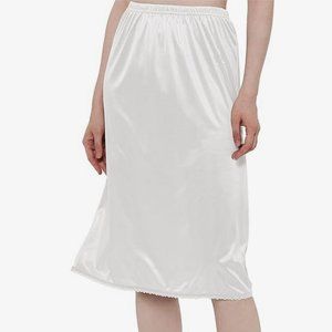 GYS Half Slip Anti-Static Under Dress Lace Midi Underskirt, White -11151046 (M)